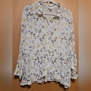 J Jill Floral Long Sleeve top size XL PetiteButton-Down